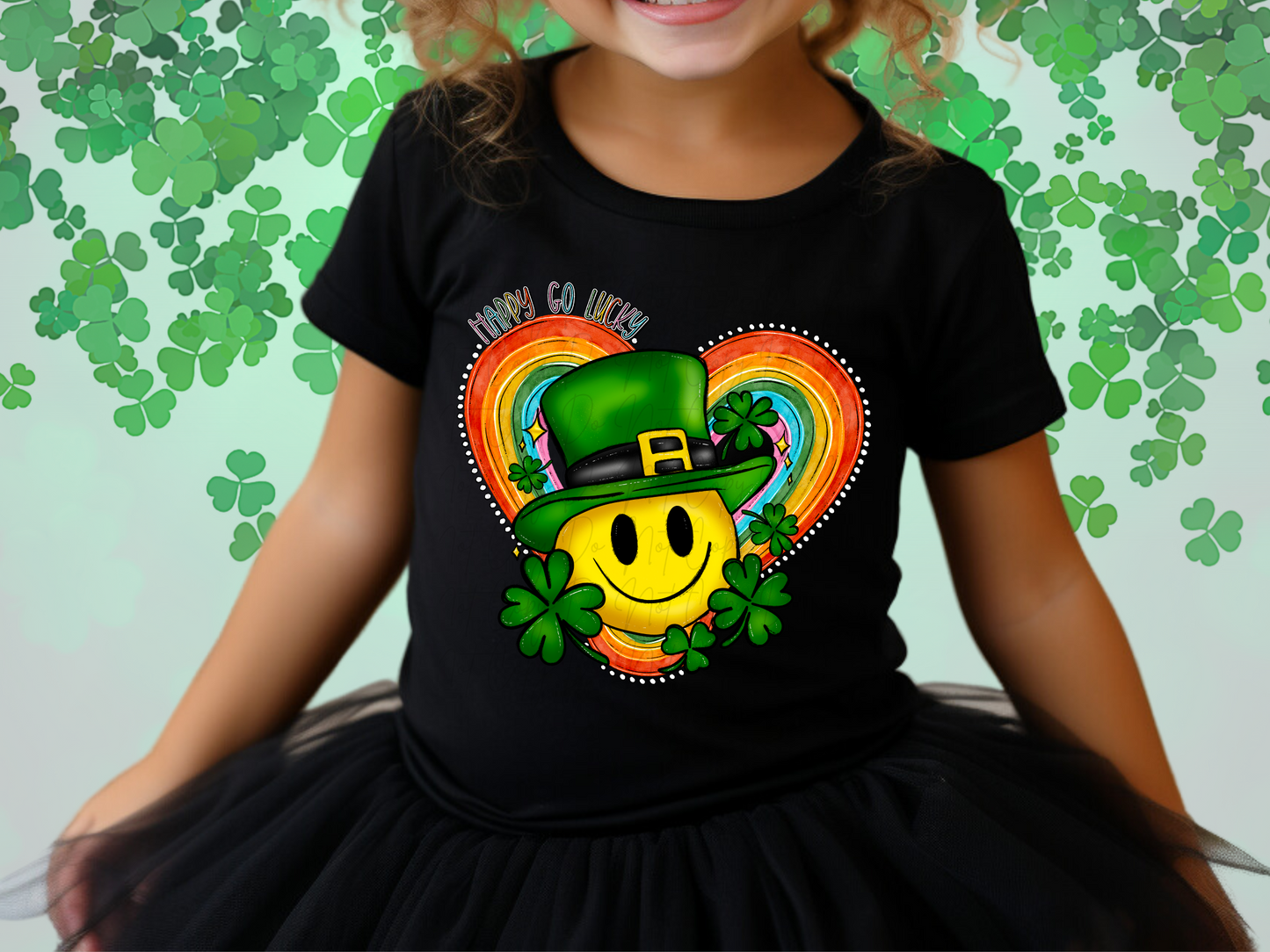 Happy Go Lucky Heart DTF Transfer - TED1148