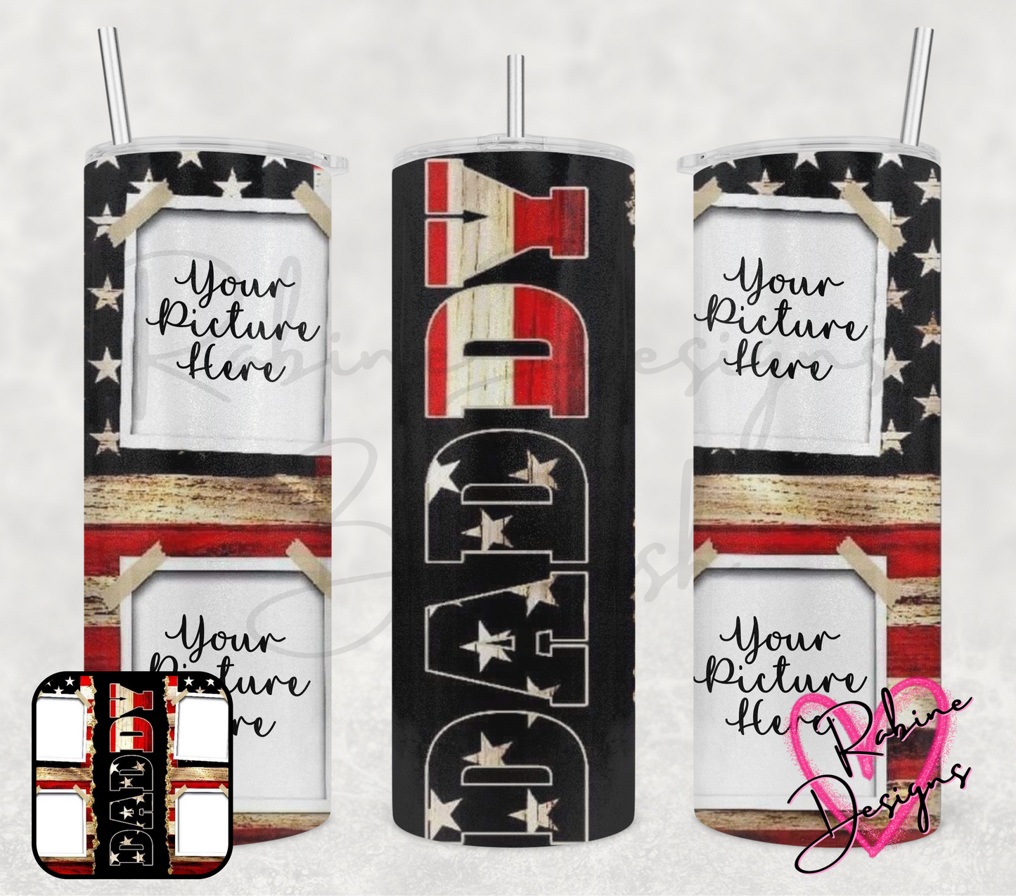 American Flag Daddy Custom Picture Tumbler