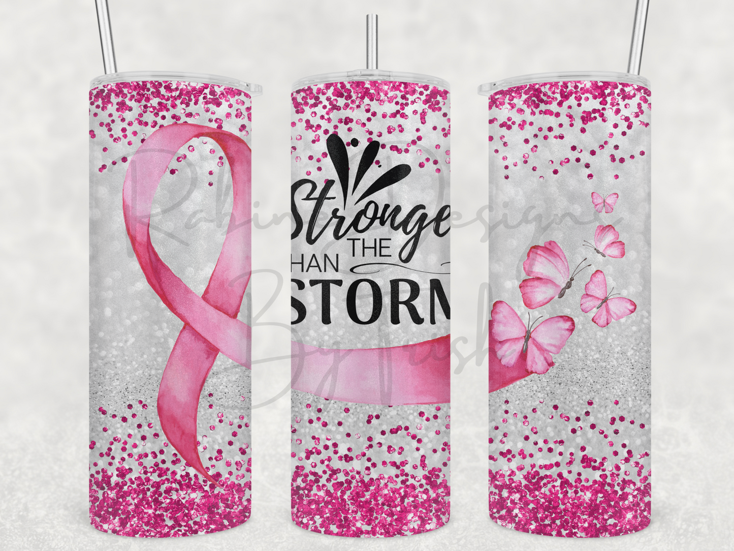 Stronger Than The Storm Breast Cancer Tumbler