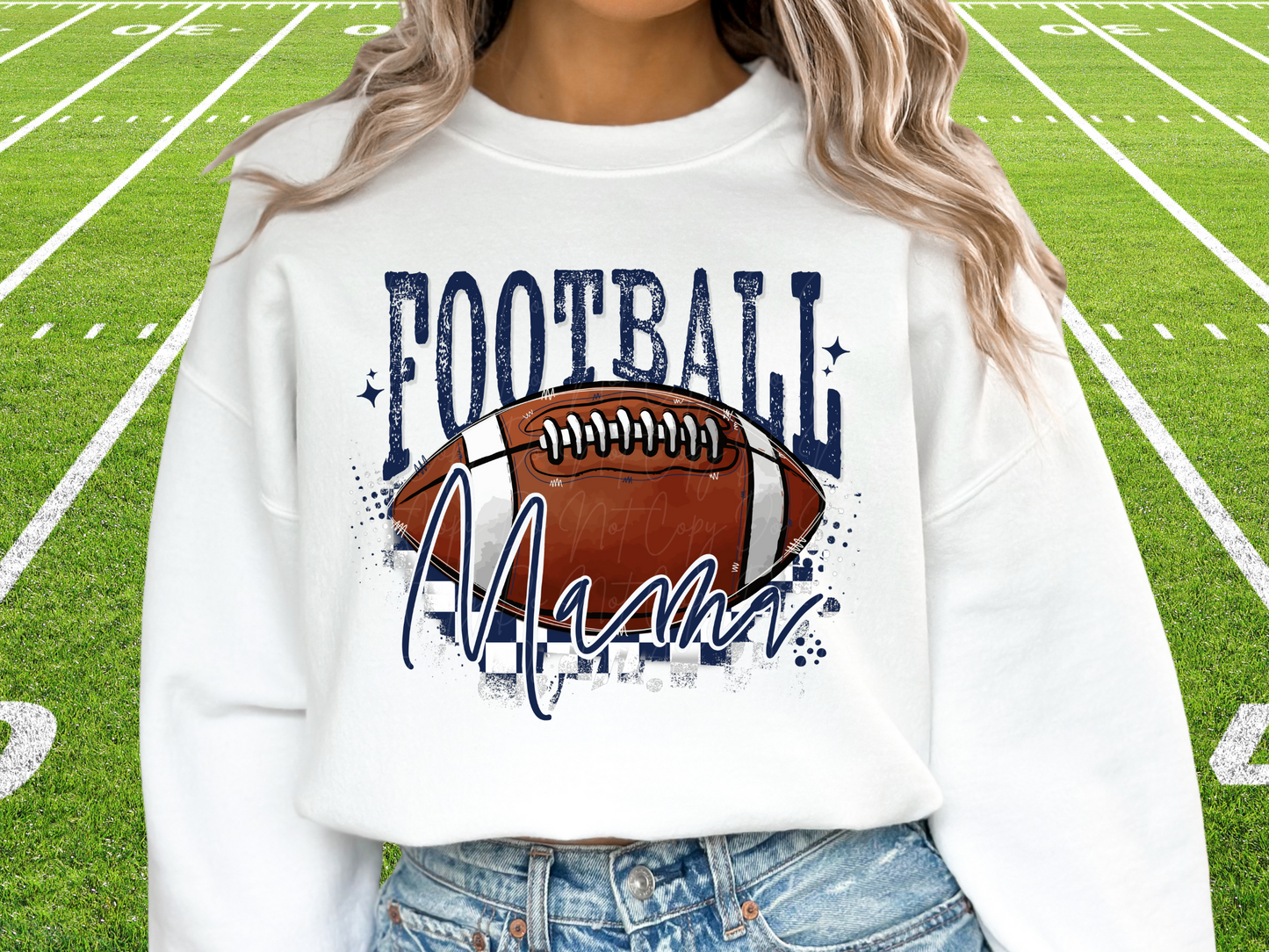 Football Mama In Dark Blue Football Game Day DTF Transfer - KPI1050