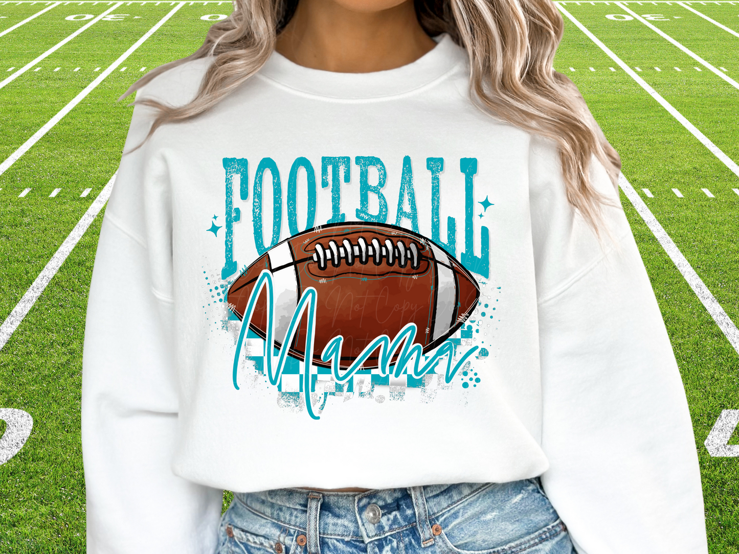 Football Mama In Turquoise Football Game Day DTF Transfer - KPI1053