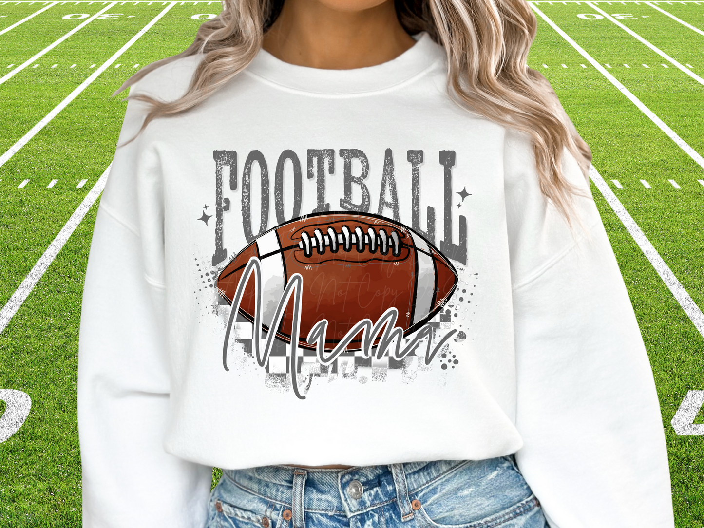 Football Mama In Grey Football Game Day DTF Transfer - KPI1058