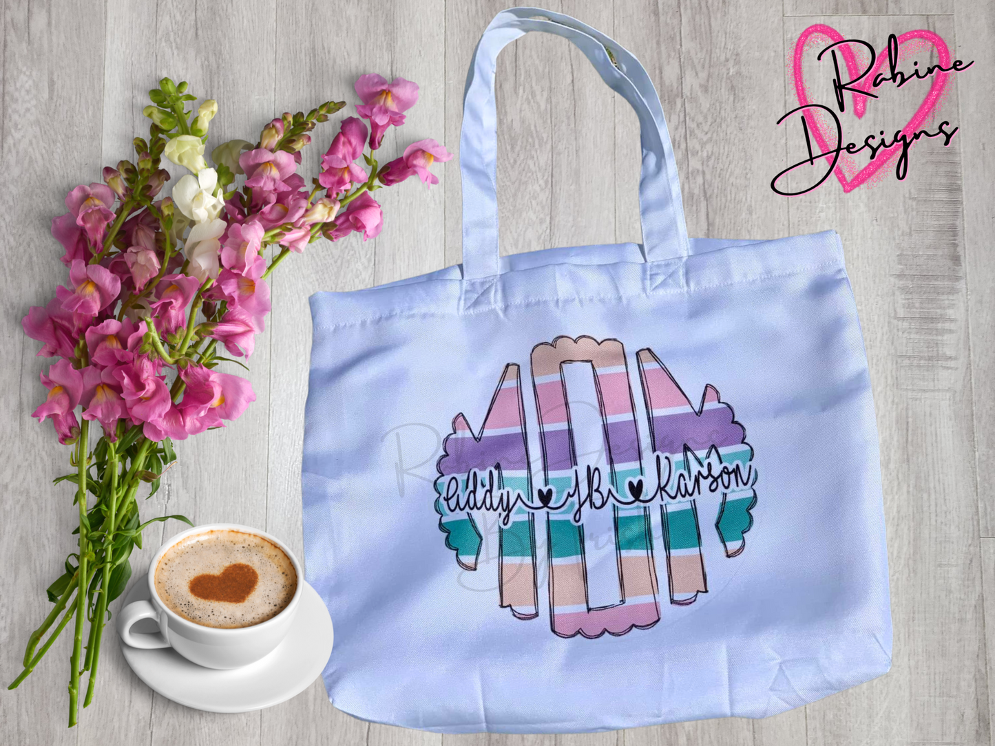 Mom Monogram Custom Canvas Tote Bag