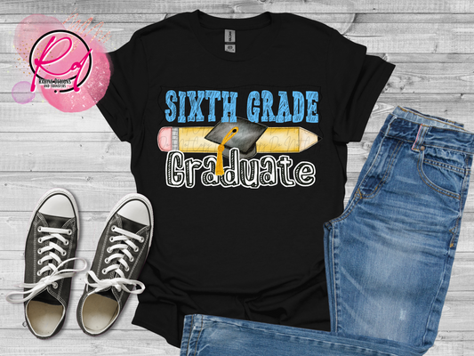 Blue Sixth Grade Graduate Shirt
