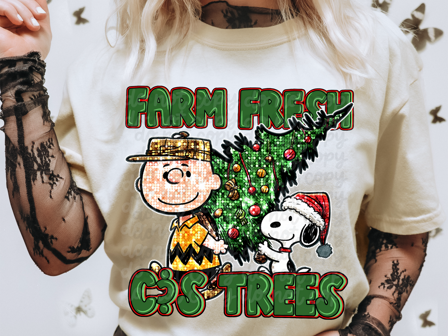 Farm Fresh C&S Trees Sequin Christmas DTF Transfers - CST1000