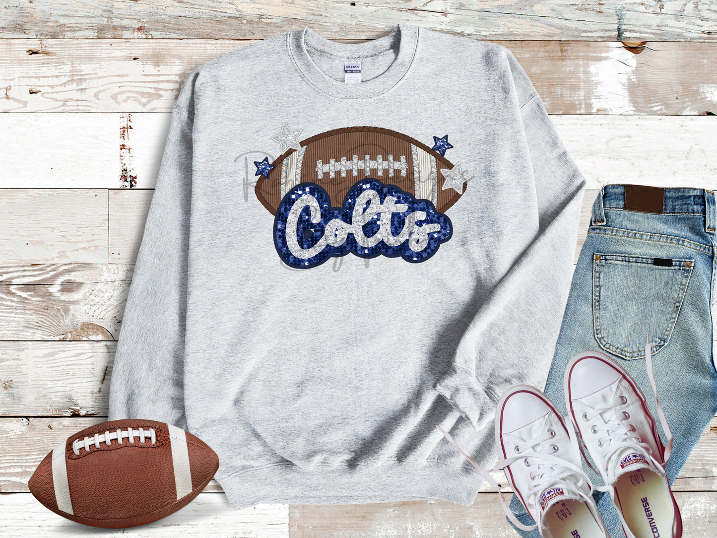 Colts Sparkle Faux Sequin Embroidery Sweatshirt