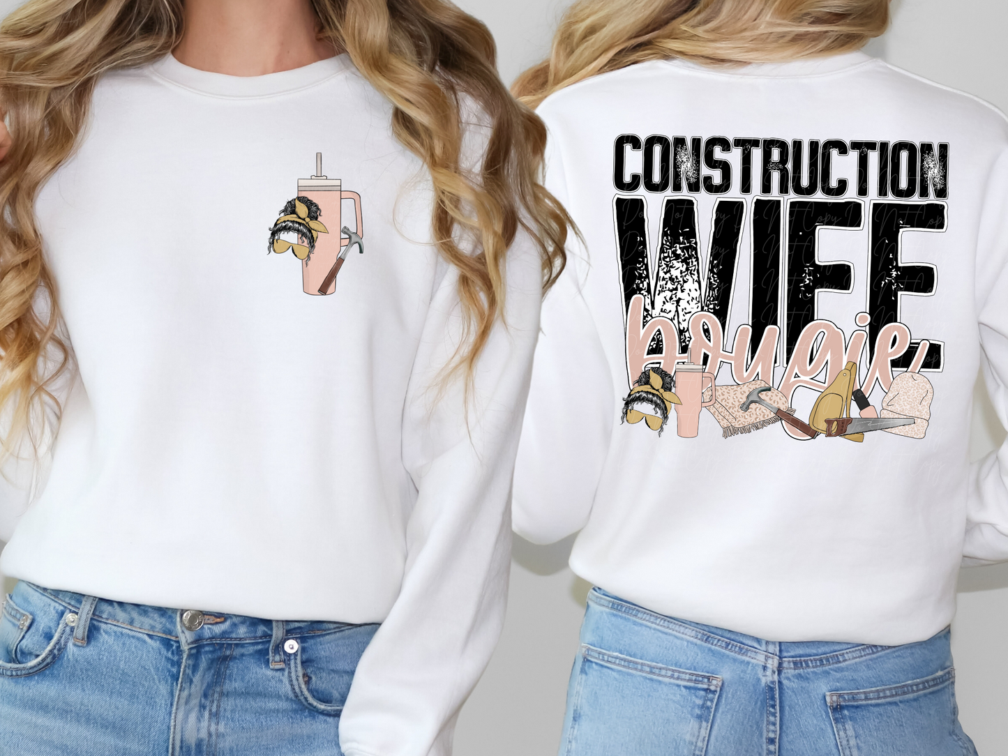 Construction Wife Bougie Pocket-Sleeve DTF Transfer - TED1088