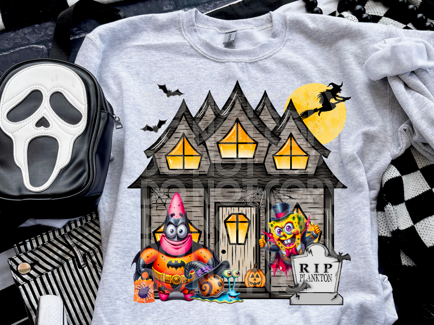 Haunted House RIP Plankton Halloween DTF Transfer - DDV1002