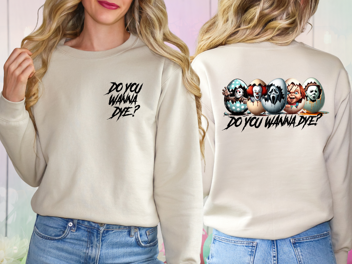 Easter Horror Do You Wanna Dye Jason, Pennywise, Ghostface, Chucky and Michael Myers DTF Transfer - KPI1305