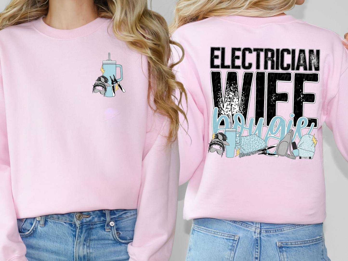 Electrician Wife Bougie Pocket-Sleeve DTF Transfer - TED1098