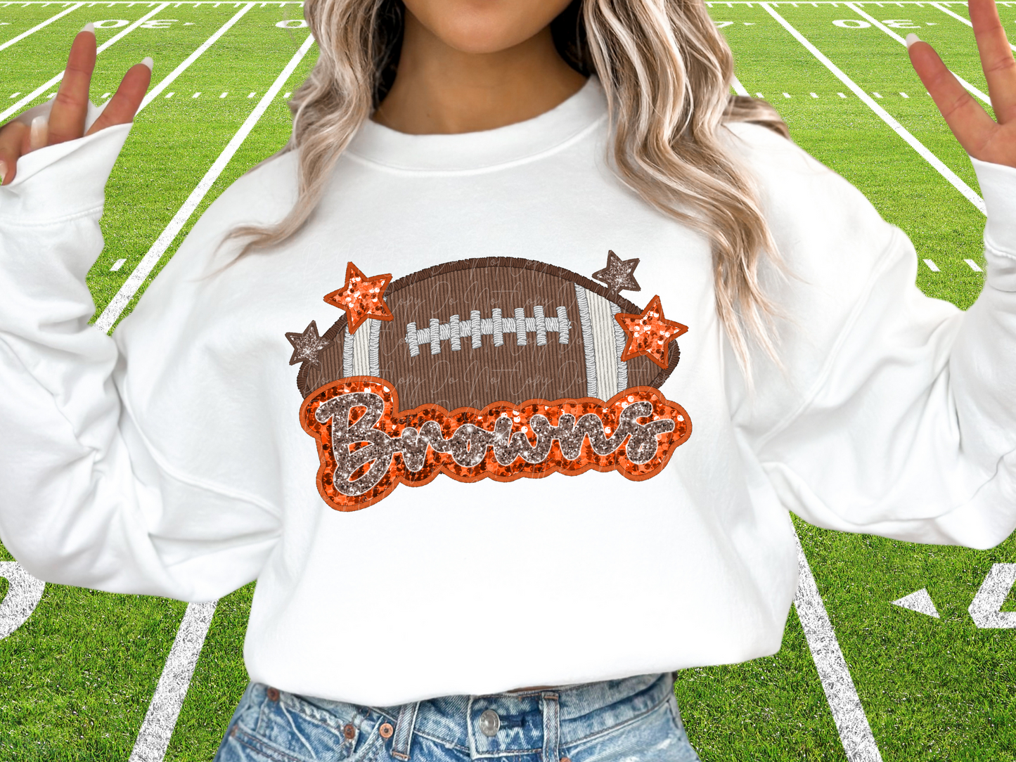 Cleveland Brown Faux Sequin Football DTF Transfer - SCD1367