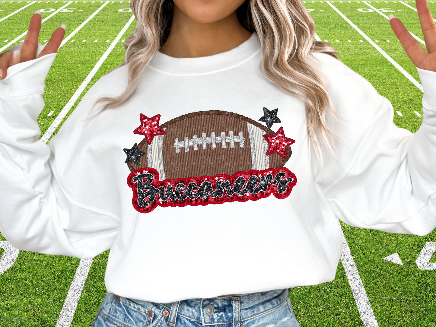 Tampa Bay Buccaneers Faux Sequin Football DTF Transfer - SCD1368