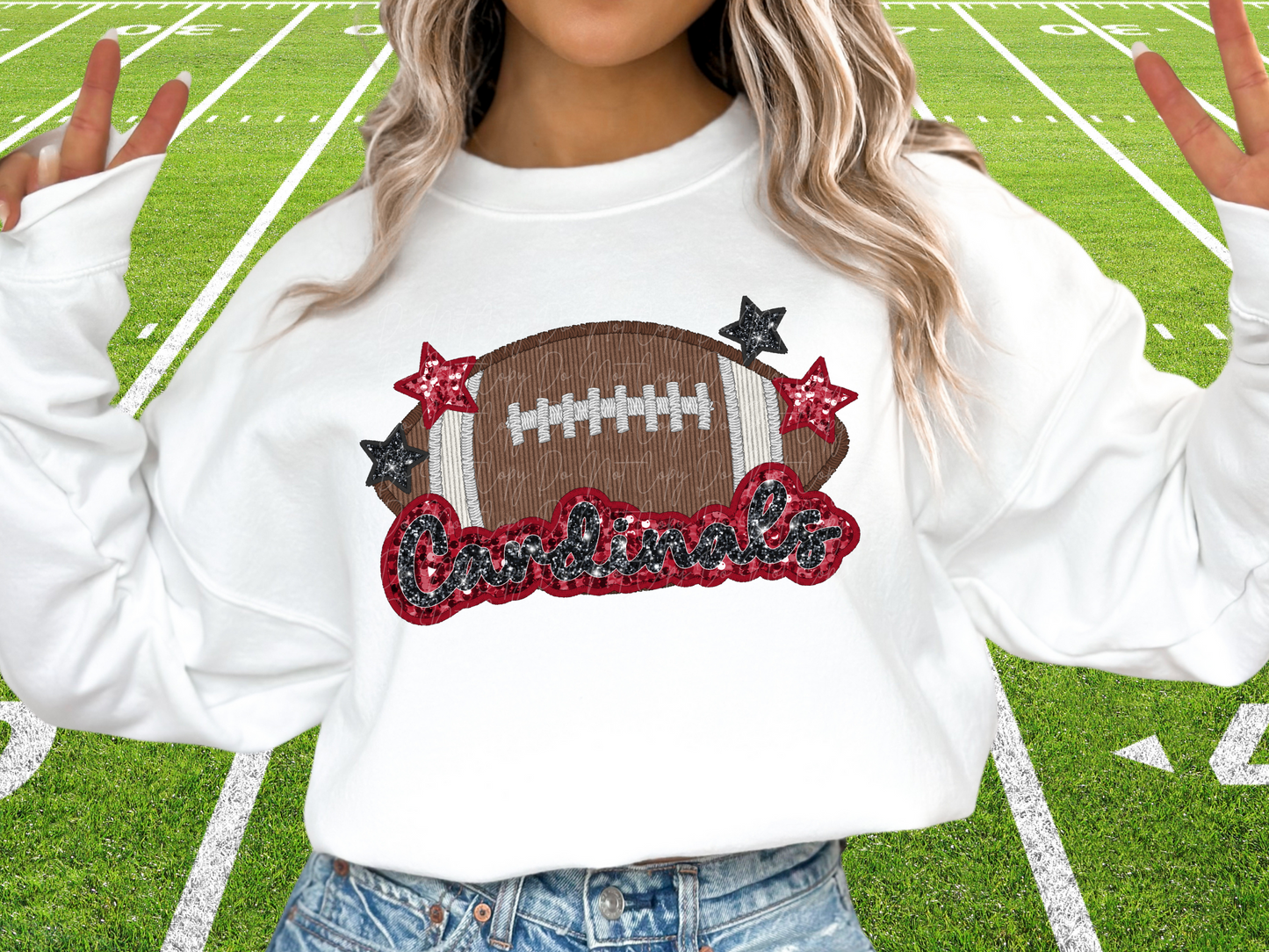 Arizona Cardinals Faux Sequin Football DTF Transfer - SCD1369