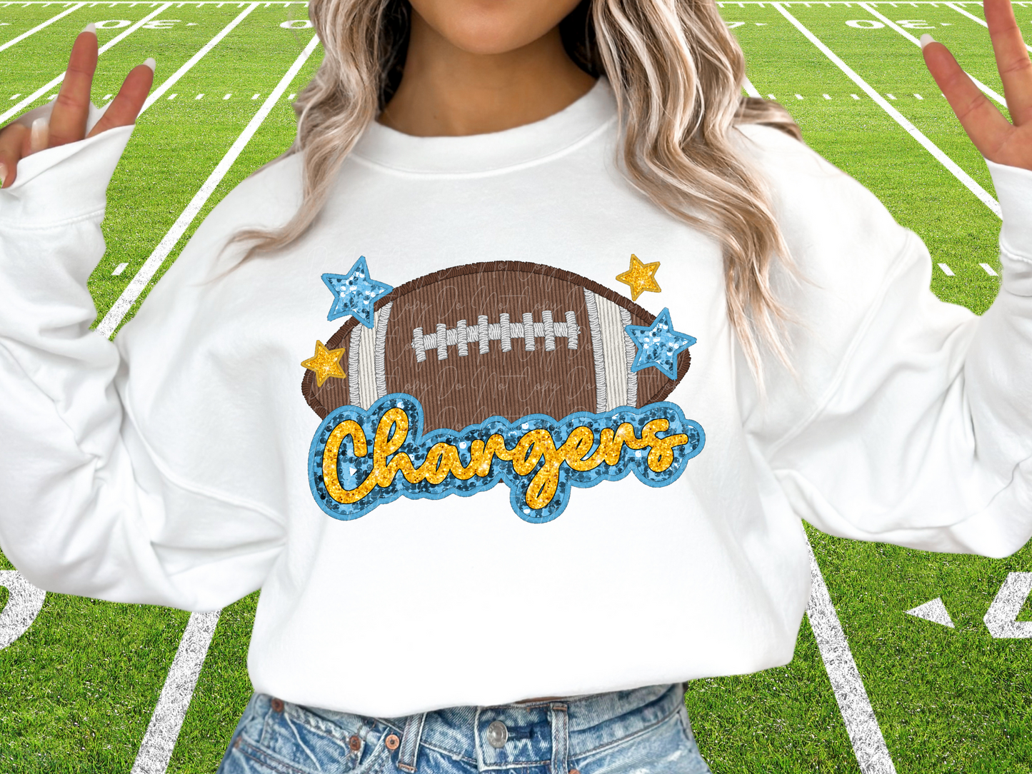 Los Angeles Chargers Faux Sequin Football DTF Transfer - SCD1370