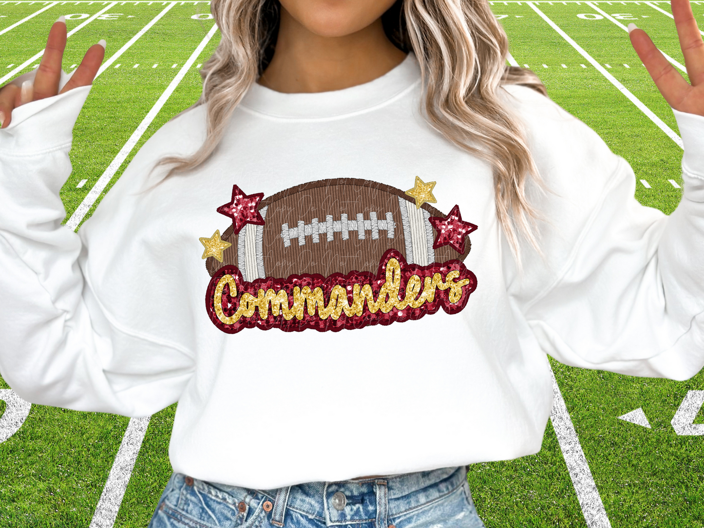 Washington Commanders Faux Sequin Football DTF Transfer - SCD1373