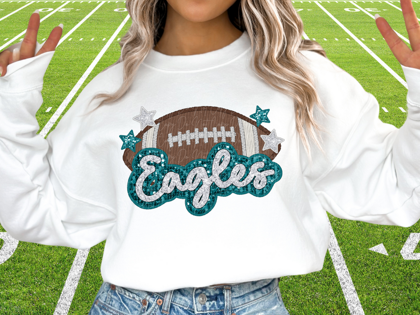 Philadelphia Eagles Faux Sequin Football DTF Transfer - SCD1376