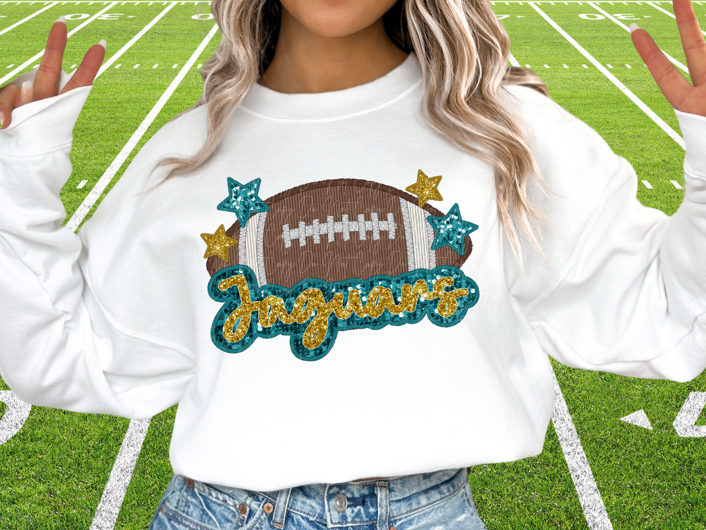 Jacksonville Jaguars Faux Sequin Football DTF Transfer - SCD1379