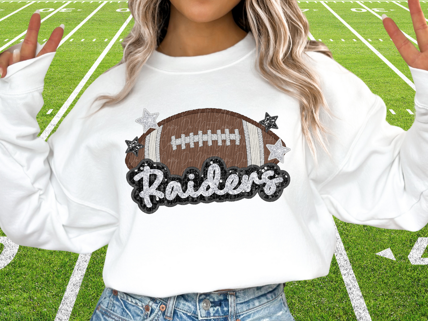 Las Vegas Raiders Faux Sequin Football DTF Transfer - SCD1385