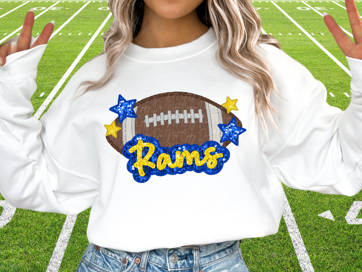 Los Angeles Rams Faux Sequin Football DTF Transfer - SCD1386