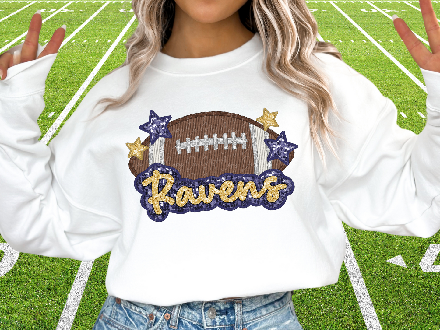 Baltimore Ravens Faux Sequin Football DTF Transfer - SCD1387
