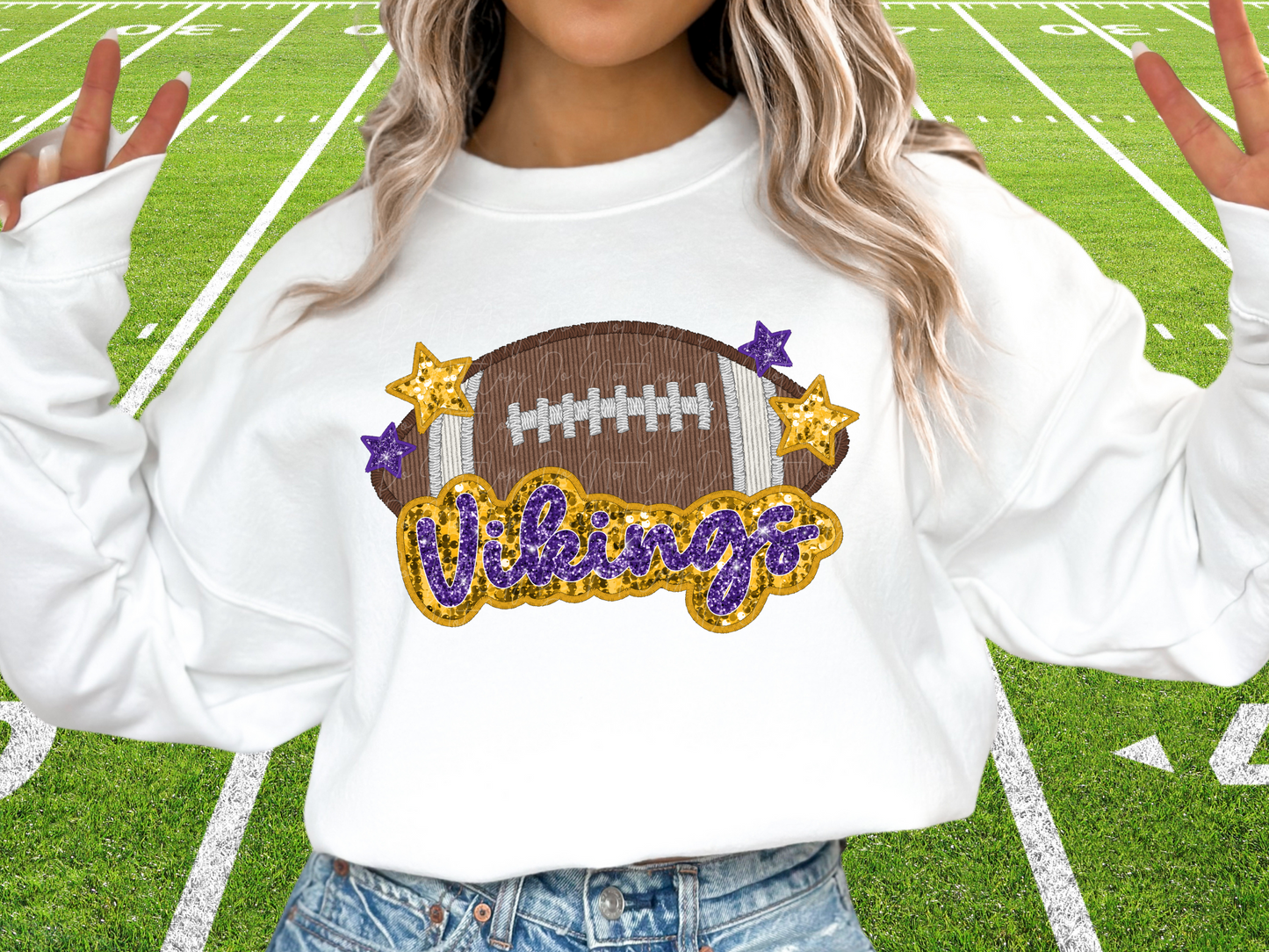 Minnesota Vikings Faux Sequin Football DTF Transfer - SCD1393