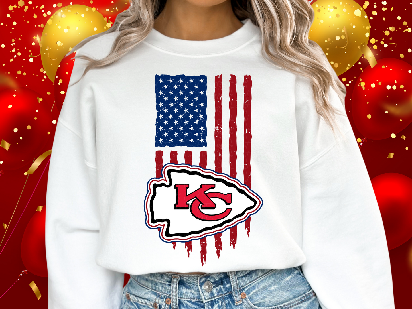 Kansas City Chiefs Football USA Flag DTF Transfer - KPI1446