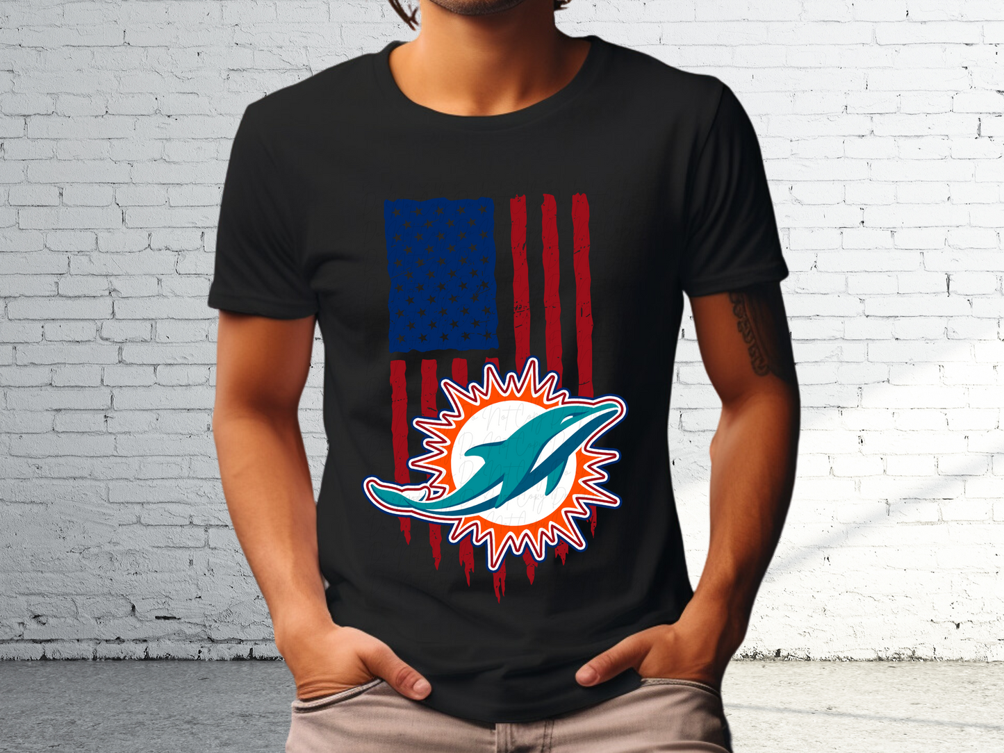 Miami Dolphins Football USA Flag DTF Transfer - KPI1455
