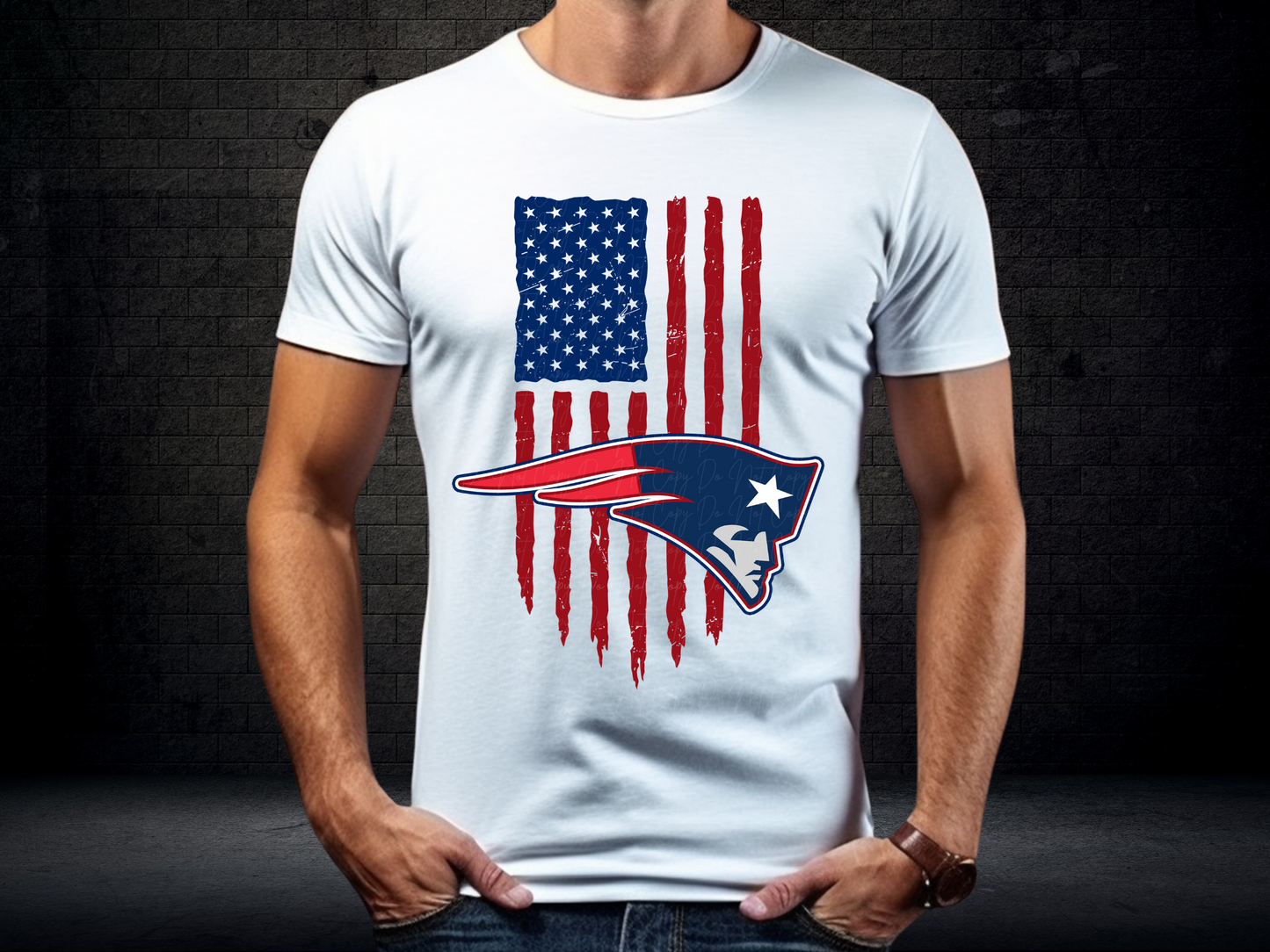 New England Patriots Football USA Flag DTF Transfer - KPI1472