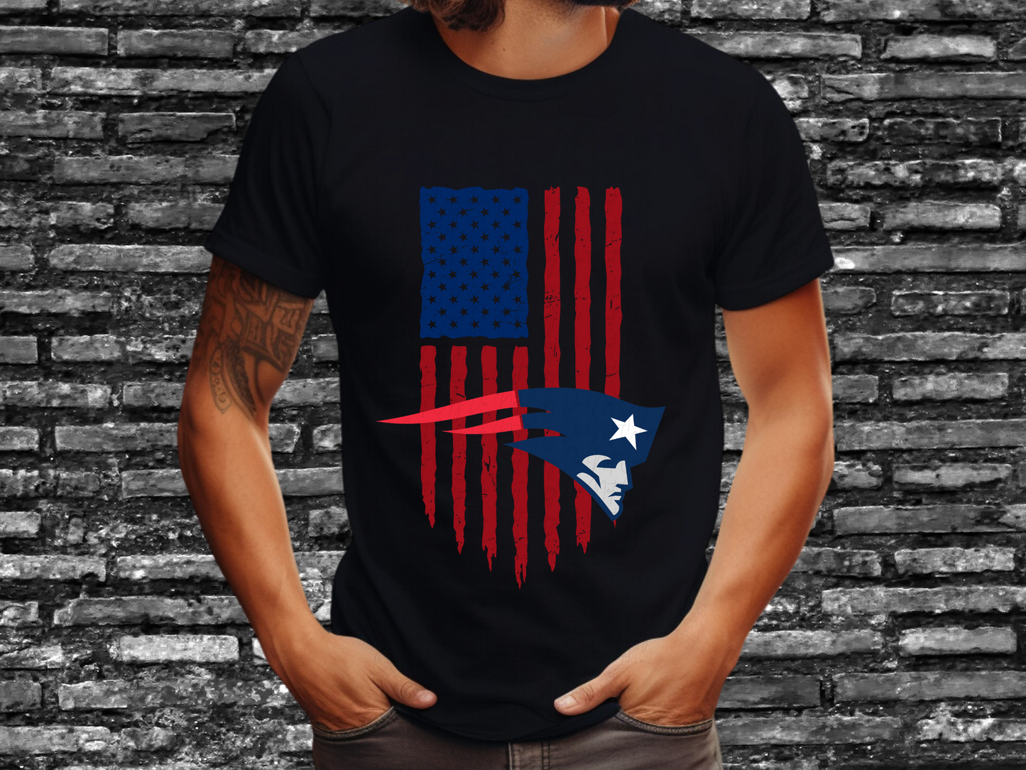 New England Patriots Football USA Flag DTF Transfer - KPI1473