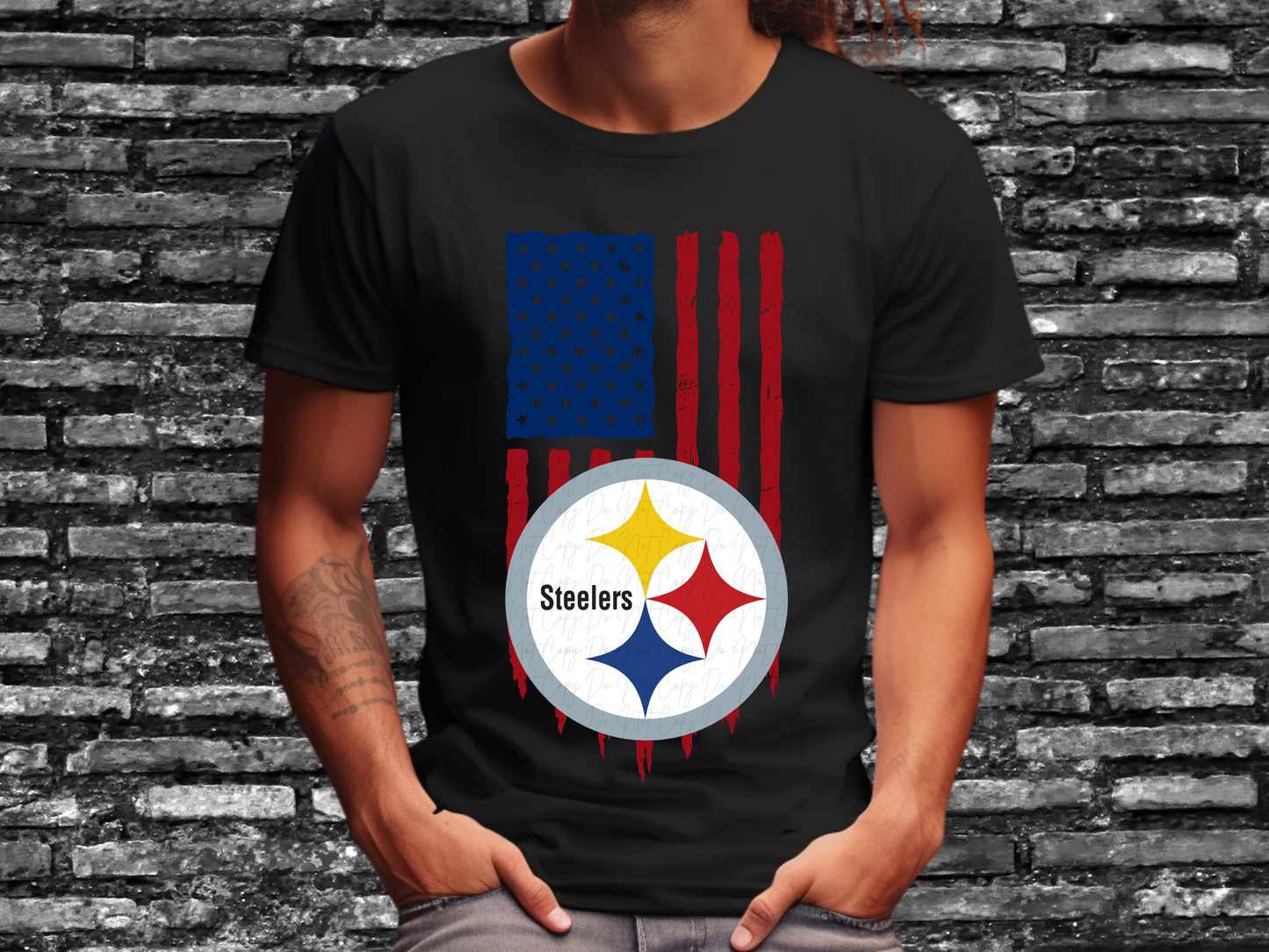Pittsburg Steelers Football USA Flag DTF Transfer - KPI1485