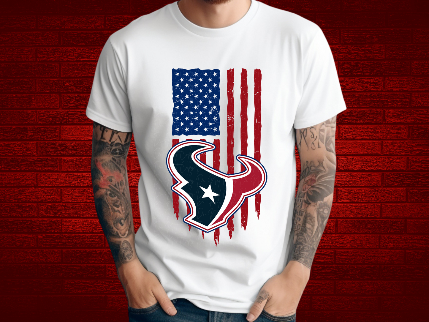 Houston Texans Football USA Flag DTF Transfer - KPI1486