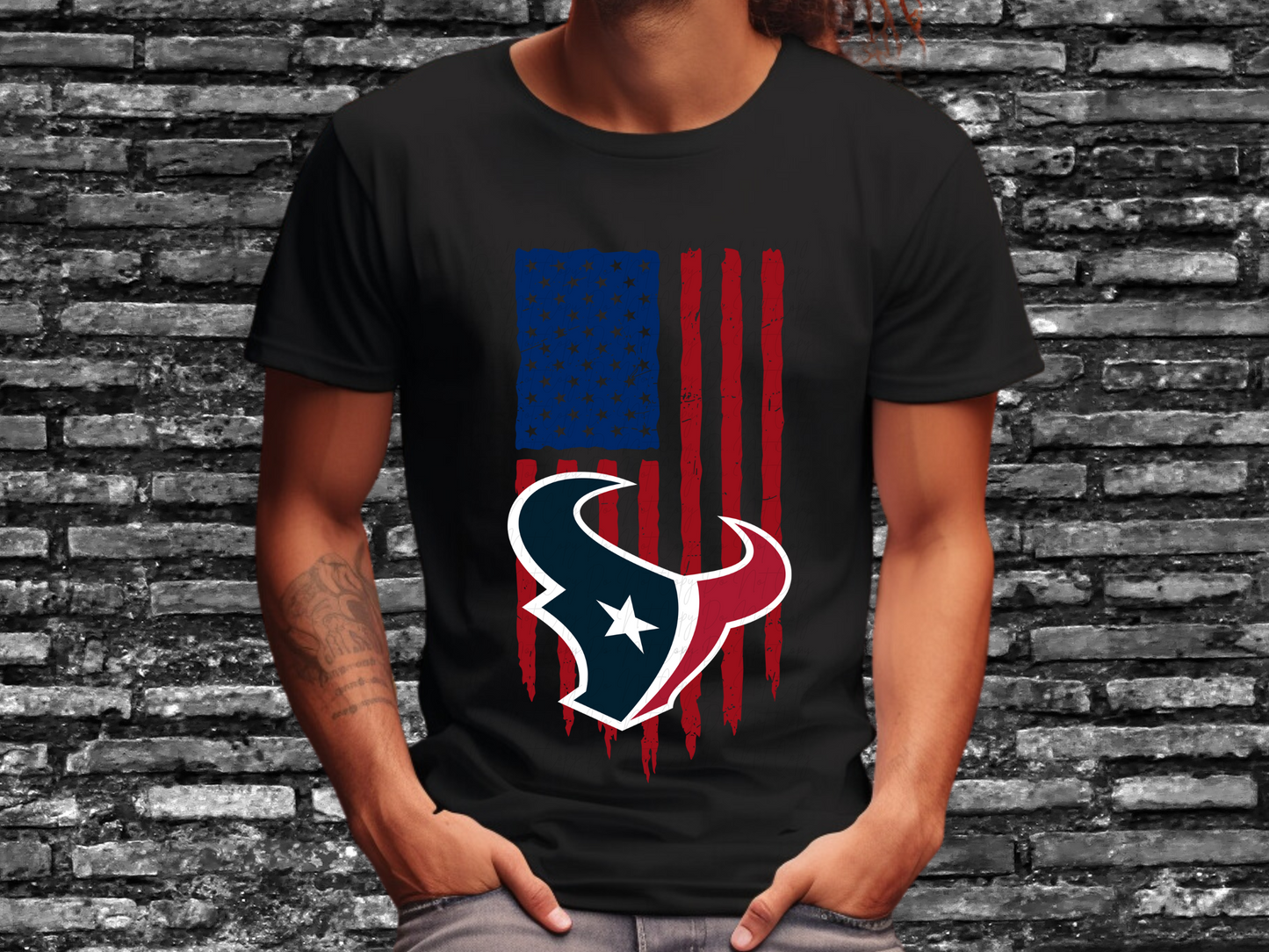Houston Texans Football USA Flag DTF Transfer - KPI1487