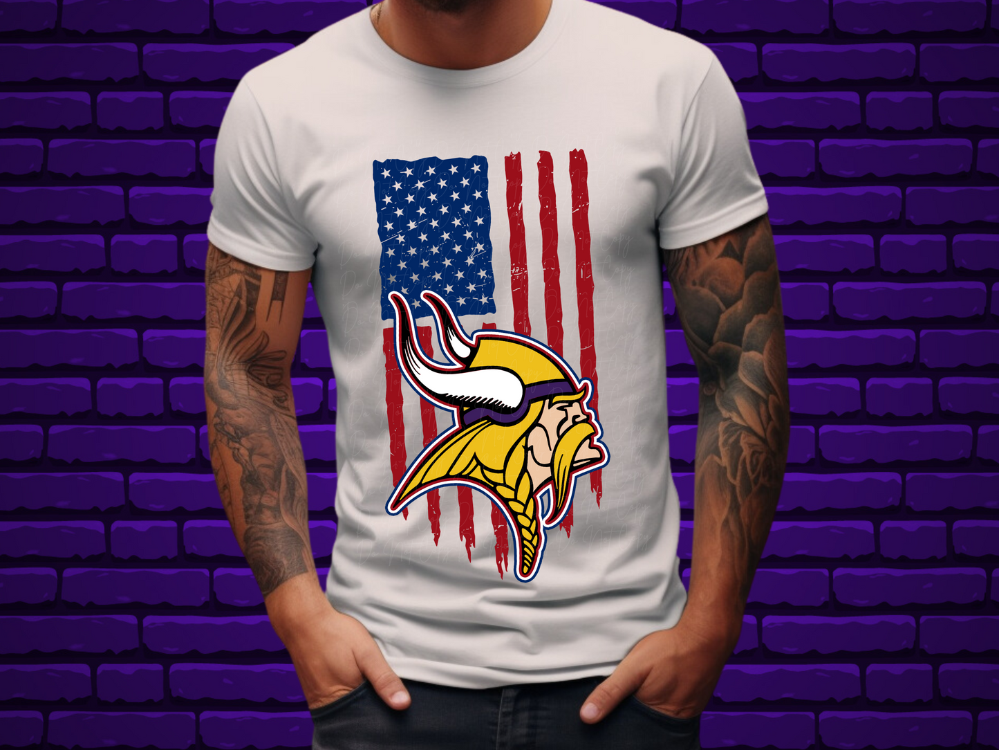 Minnesota Vikings Football USA Flag DTF Transfer - KPI1490