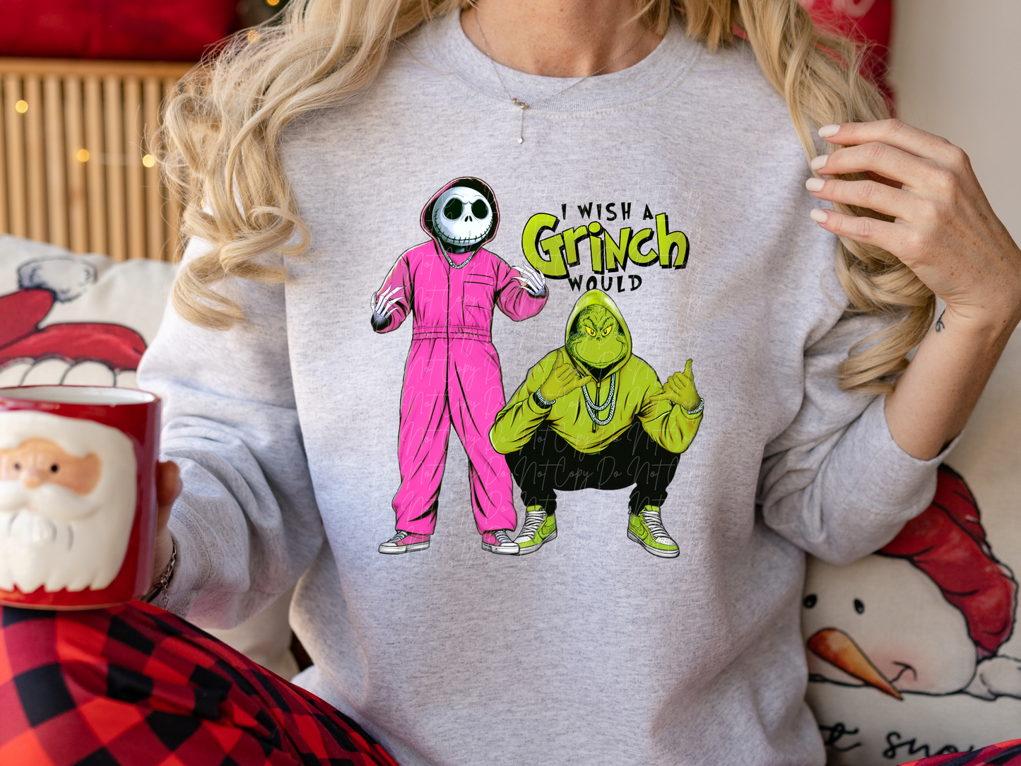 Jack Pink Jumpsuit I Wish A Mean Green One Would Christmas DTF Transfers - KPI1004