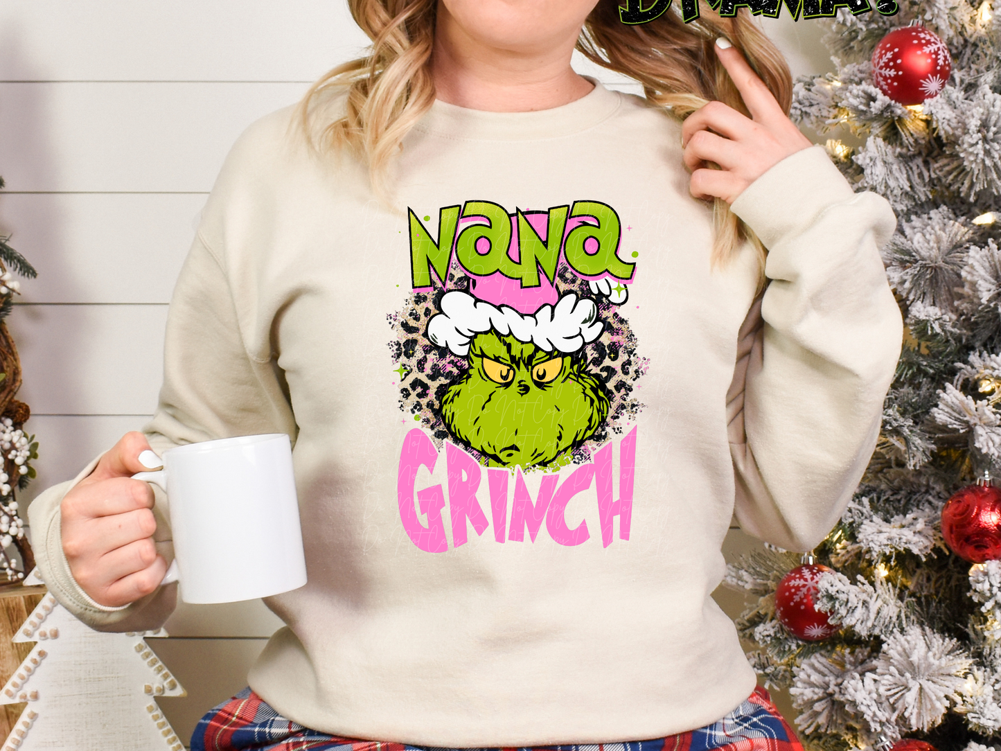 Nana Mean Green One Pink Leopard Family Christmas DTF Transfers - KPI1018