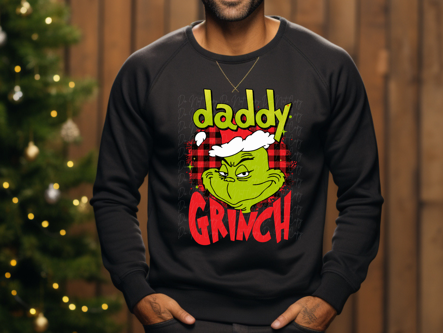 Daddy Mean Green One Red Buffalo Plaid Family Christmas DTF Transfers - KPI1023