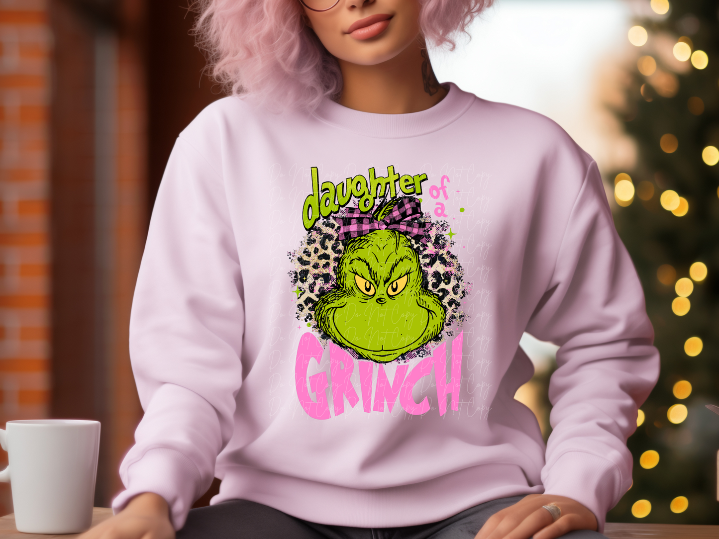 Daughter Of A Mean Green One Pink Leopard Family Christmas DTF Transfers - KPI1024