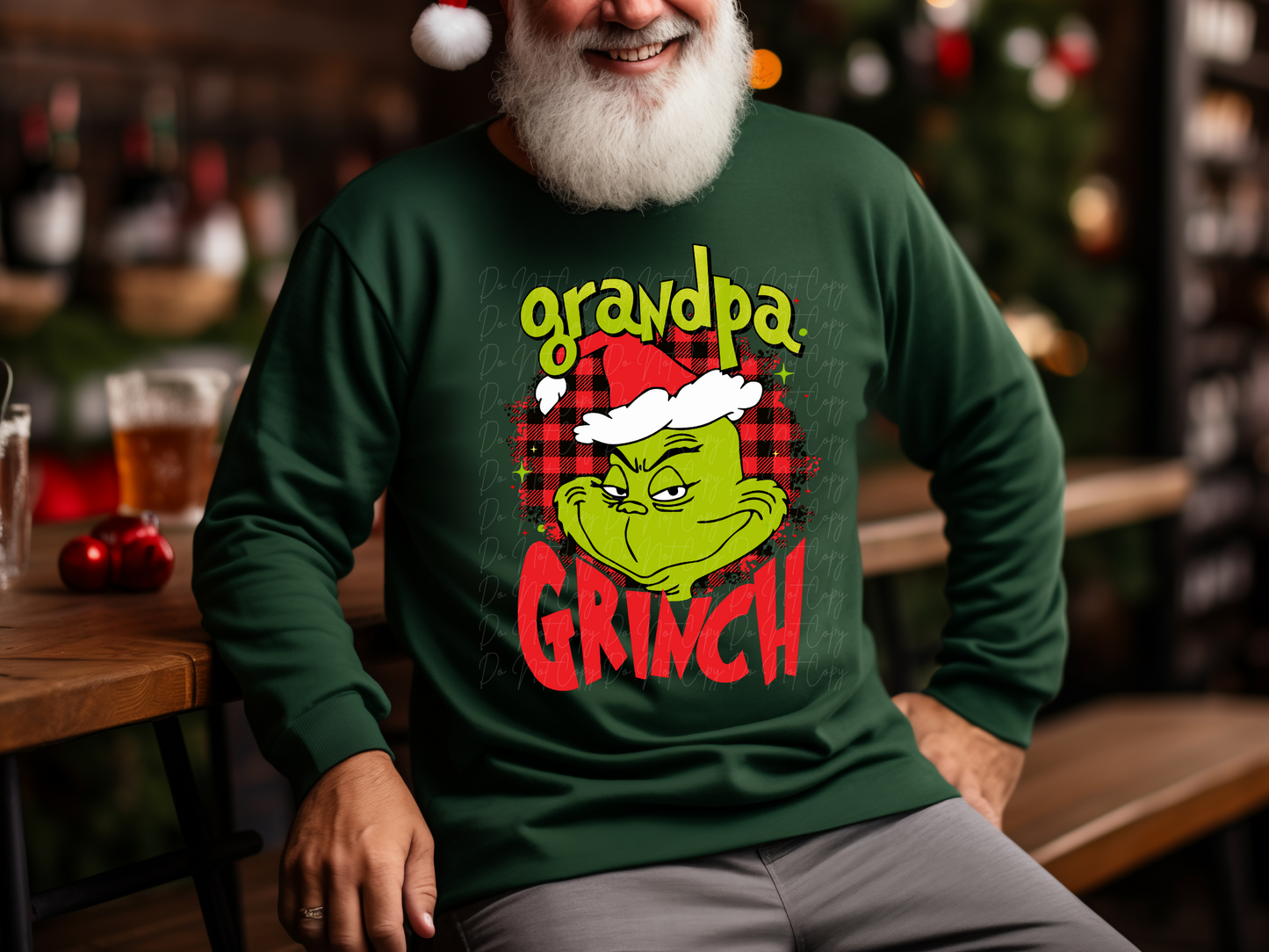 Grandpa Mean Green One Red Buffalo Plaid Family Christmas DTF Transfers - KPI1026