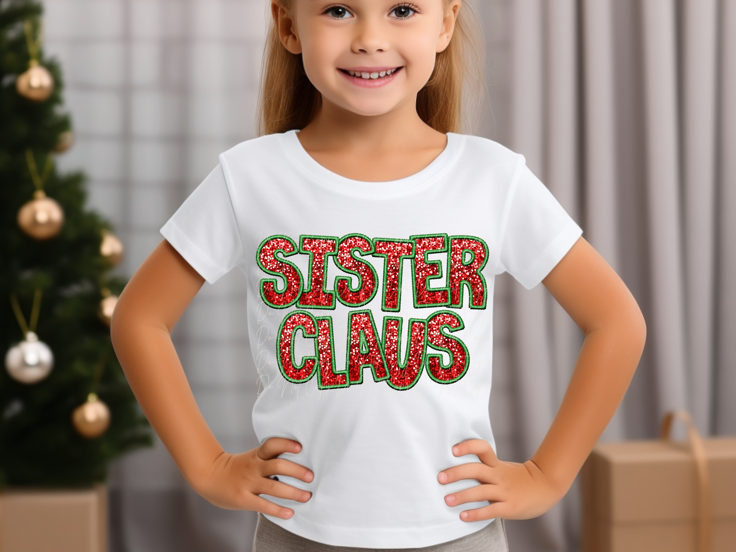 Sister Clause Family Faux Sequin Christmas DTF Transfers - KPI1043