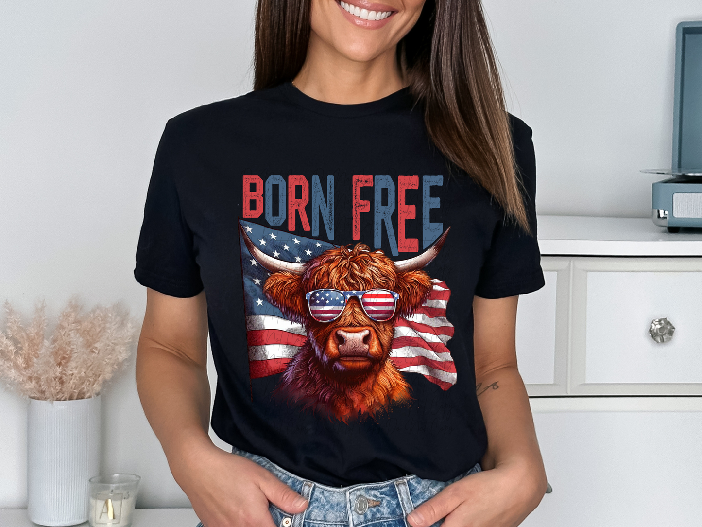 Born Free Cute Bow America DTF Transfer - KPI1503