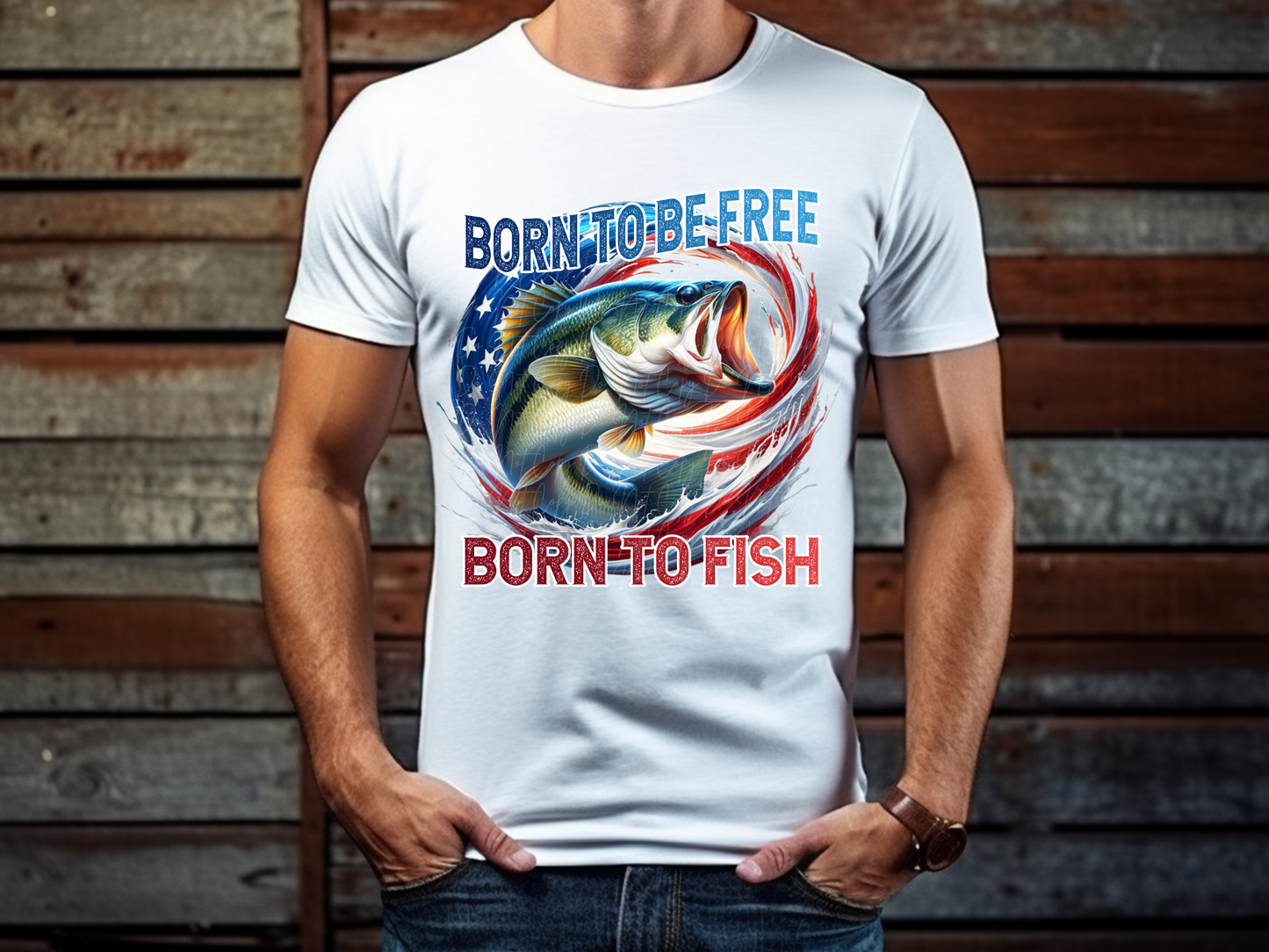 Born To Be Free Born To Fish America DTF Transfer - KPI1504