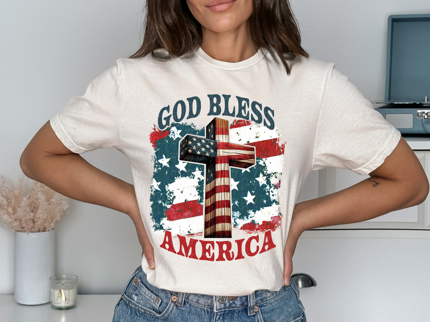 Faith God Bless America DTF Transfer - KPI1514