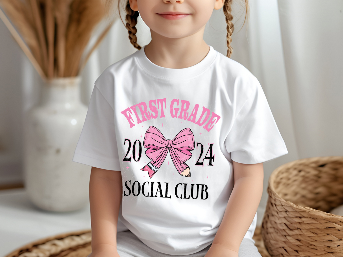 First Grade 2024 Social Club Ribbon Pencil School DTF Transfer - KPI1615