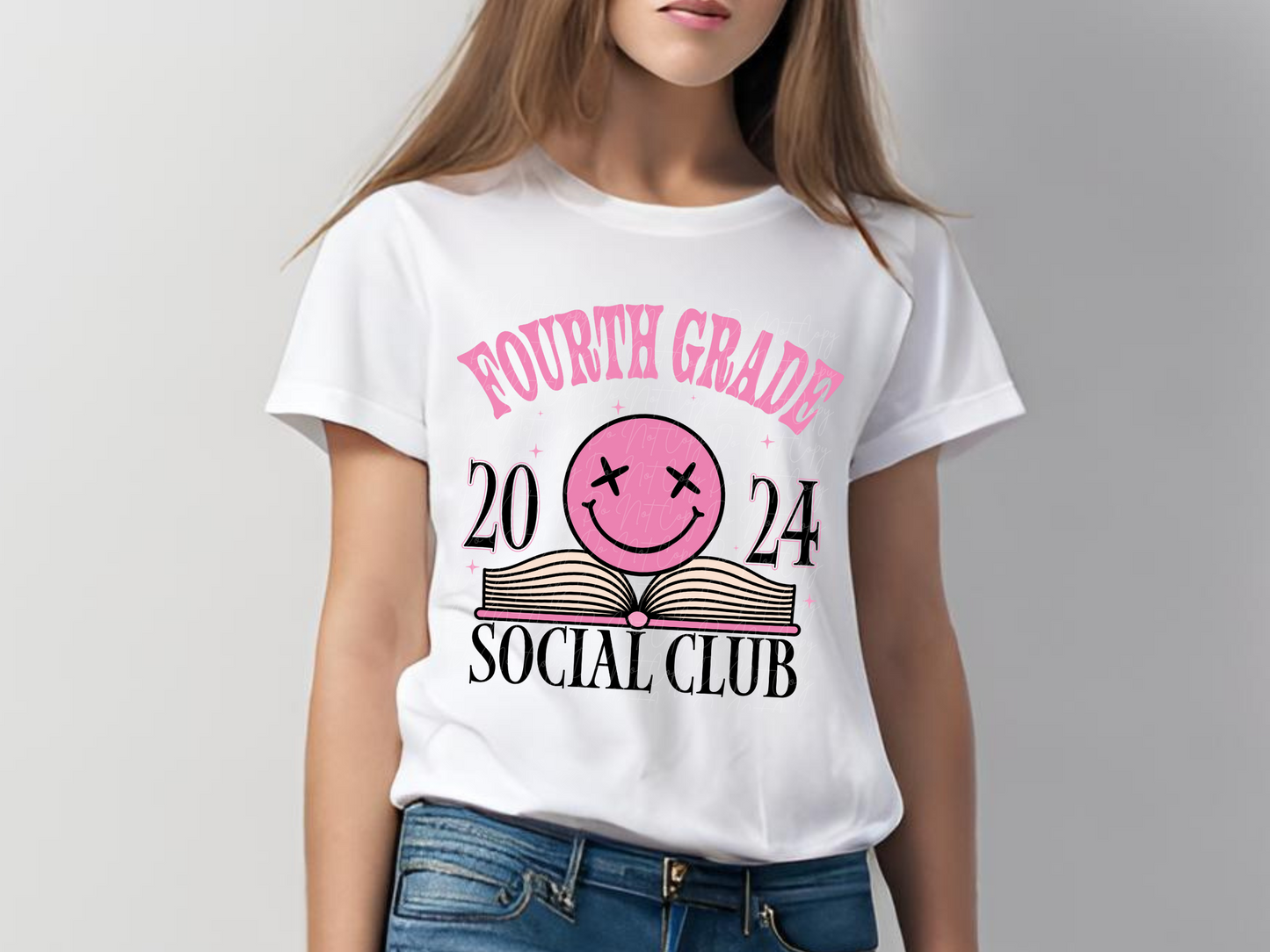 Fourth Grade 2024 Social Club Happy Open Book School DTF Transfer - KPI1619