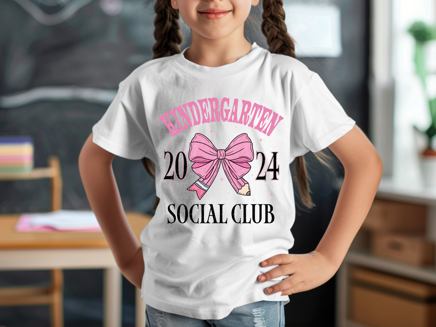 Kindergarten Grade 2024 Social Club Ribbon Pencil School DTF Transfer - KPI1631
