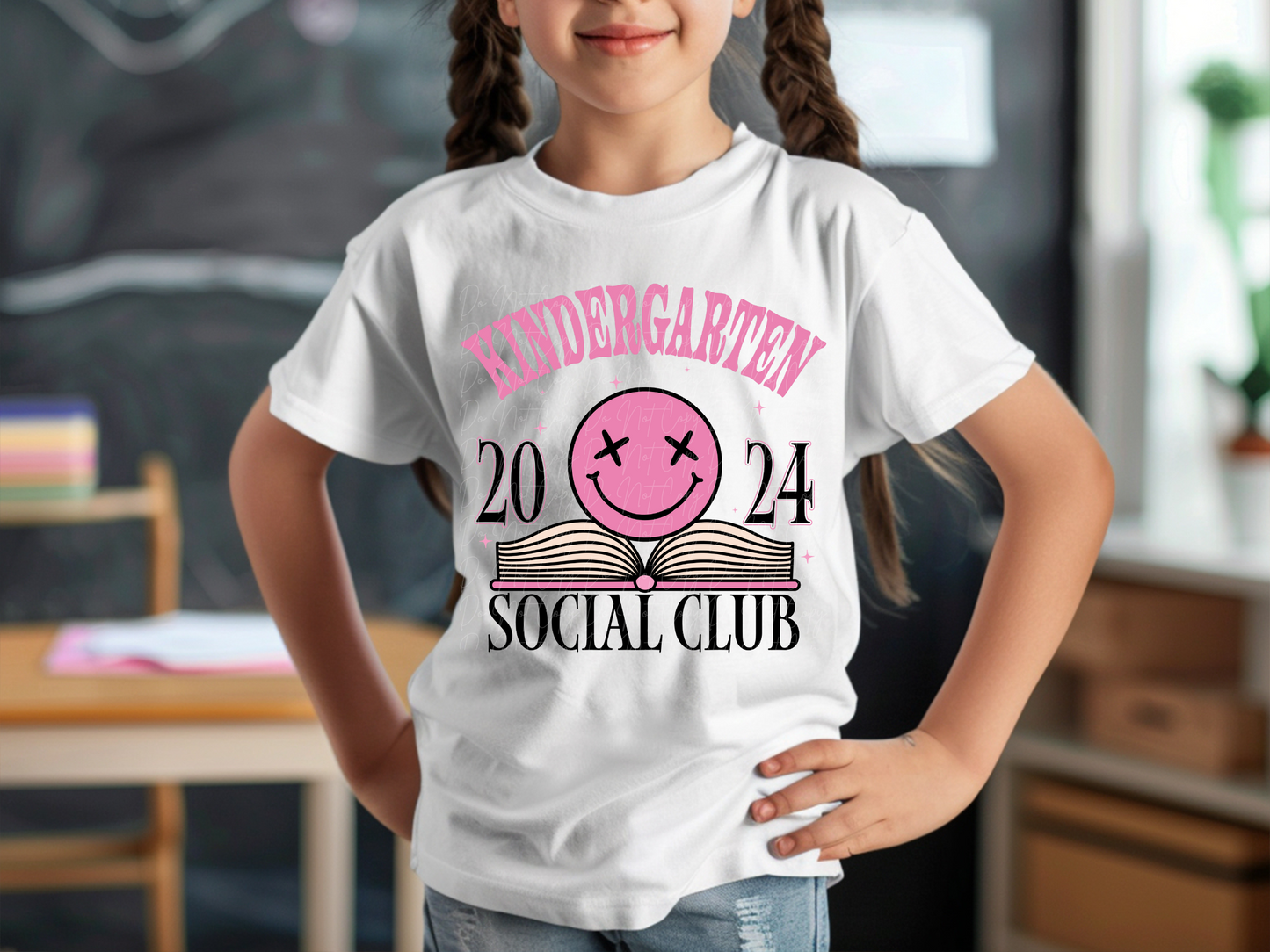 Kindergarten Grade 2024 Social Club Happy Open Book School DTF Transfer - KPI1633