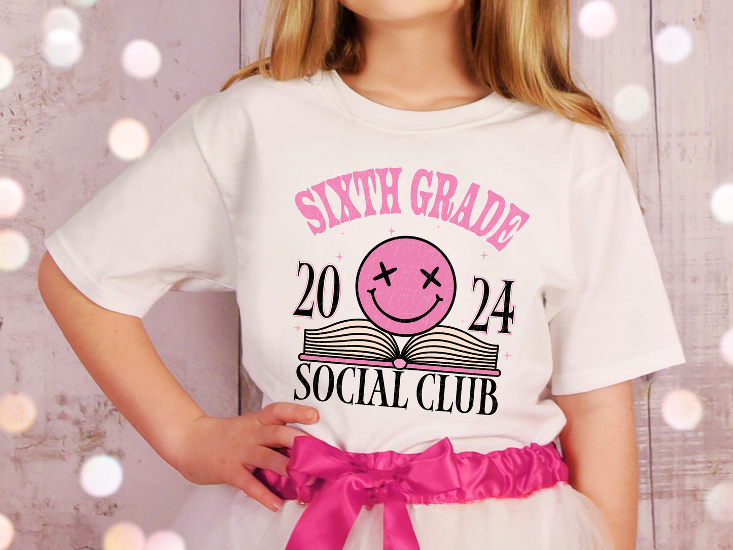 Sixth Grade 2024 Social Club Happy Open Book School DTF Transfer - KPI1644