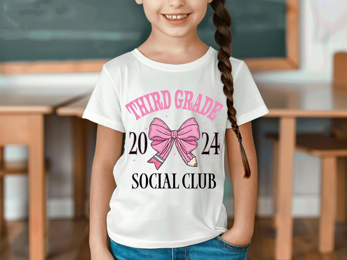 Third Grade 2024 Social Club Ribbon Pencil School DTF Transfer - KPI1649