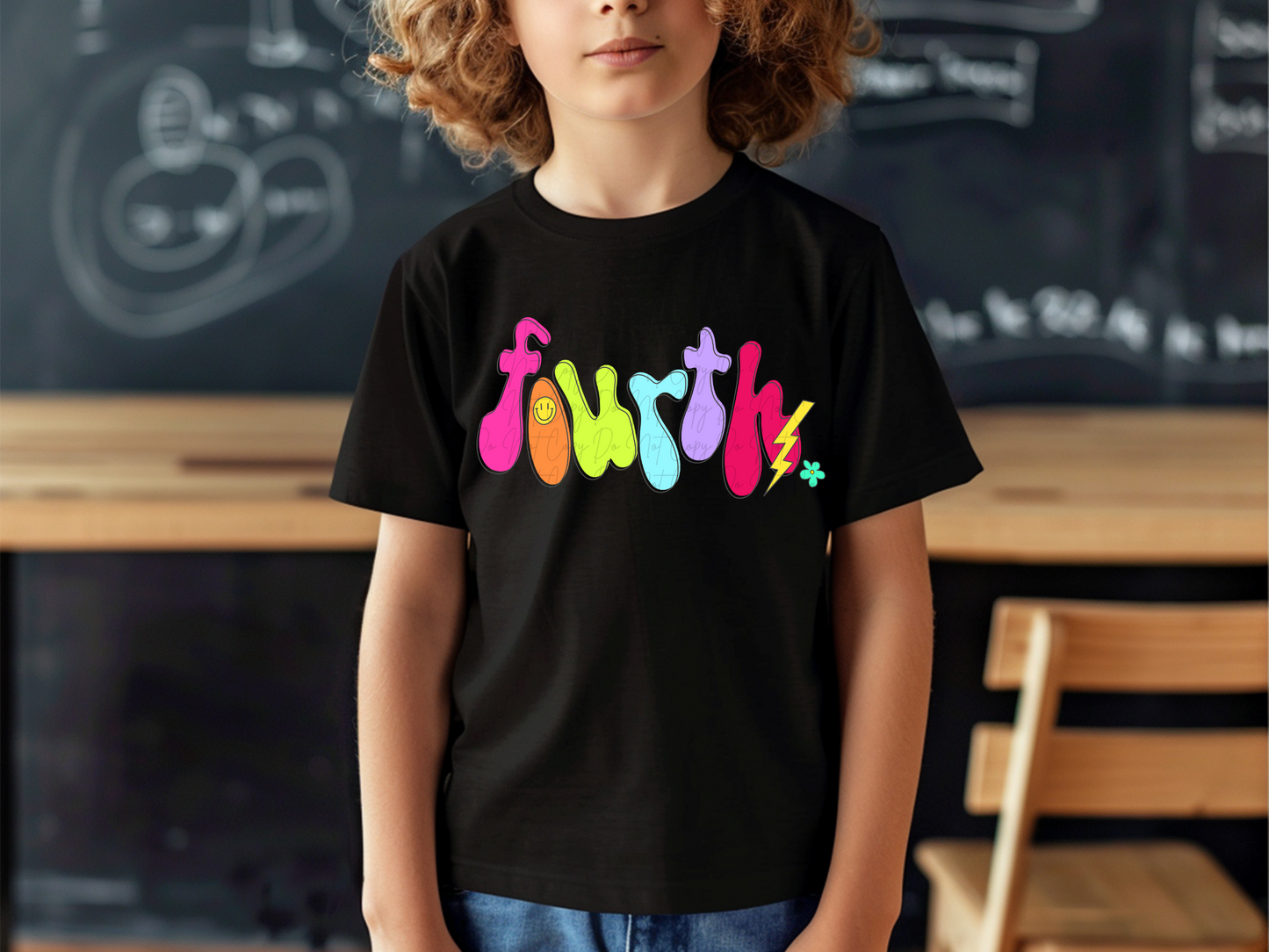 Fourth 4th Grade Neon School DTF Transfer - KPI1656