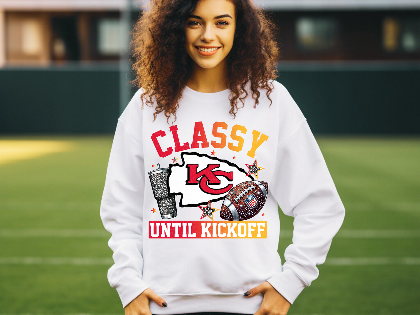 Kansas City Chiefs Classy Until Kickoff Football DTF Transfer - KPI1671